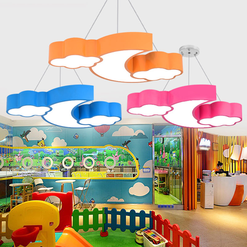 Moon and Cloud Flush Ceiling Light Cartoon Acrylic Child Room LED Flush Mount Lighting Fixture Clearhalo 'Ceiling Lights' 'Close To Ceiling Lights' 'Close to ceiling' 'Flush mount' Lighting' 2204192