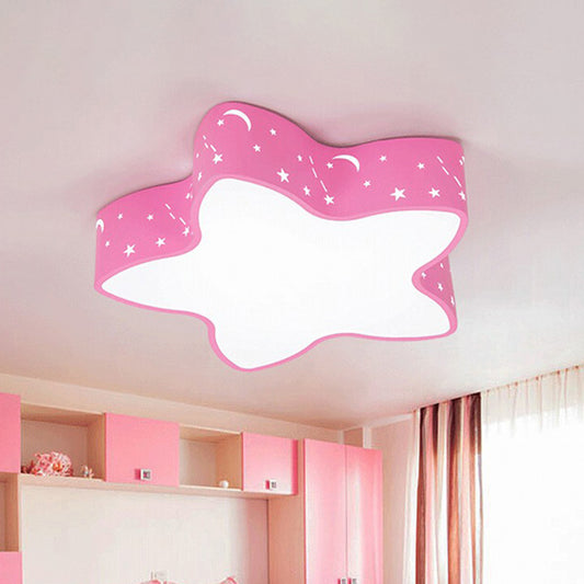 Cartoon Star Shade LED Flush Mount Light Acrylic Nursery Ceiling Light Flush Mount Pink Clearhalo 'Ceiling Lights' 'Close To Ceiling Lights' 'Close to ceiling' 'Flush mount' Lighting' 2204260