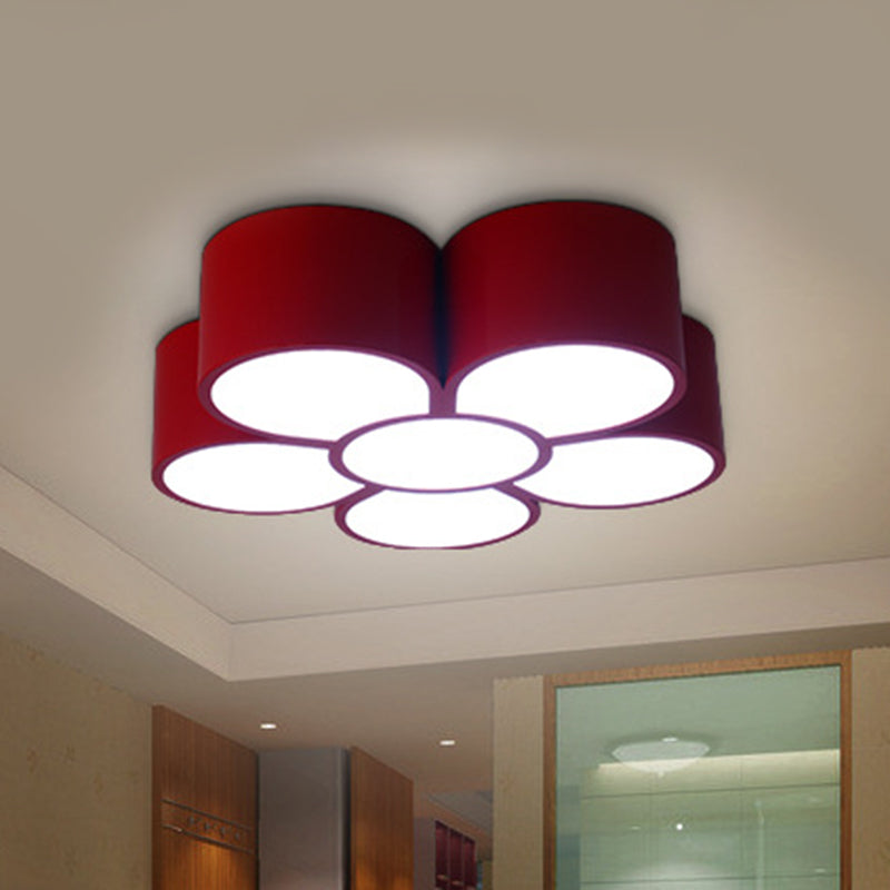 Floral Kindergarten Flush Light Acrylic Minimalist LED Flush Ceiling Light Fixture Red Clearhalo 'Ceiling Lights' 'Close To Ceiling Lights' 'Close to ceiling' 'Flush mount' Lighting' 2204276