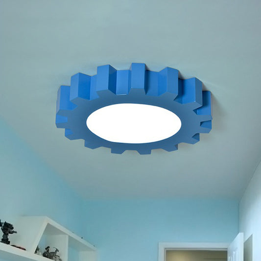 Gear Shaped Flush Mount Lighting Cartoon Metallic Blue LED Flush Mount Fixture for Nursery Clearhalo 'Ceiling Lights' 'Close To Ceiling Lights' 'Close to ceiling' 'Flush mount' Lighting' 2204339