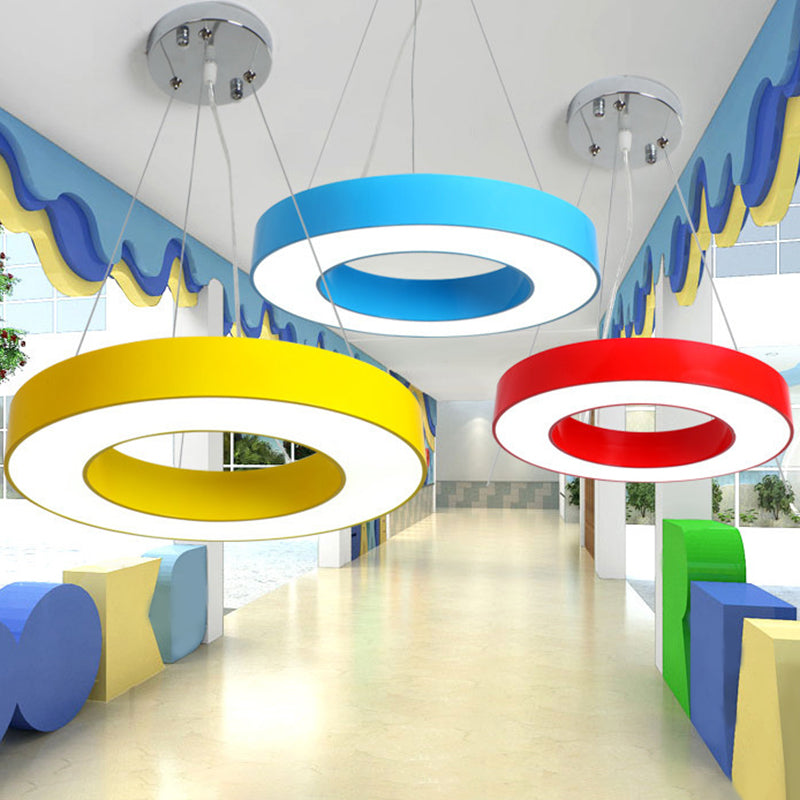 Simplicity Ring Shade LED Ceiling Lighting Acrylic Kindergarten Chandelier Light Fixture Clearhalo 'Ceiling Lights' 'Chandeliers' Lighting' options 2204385