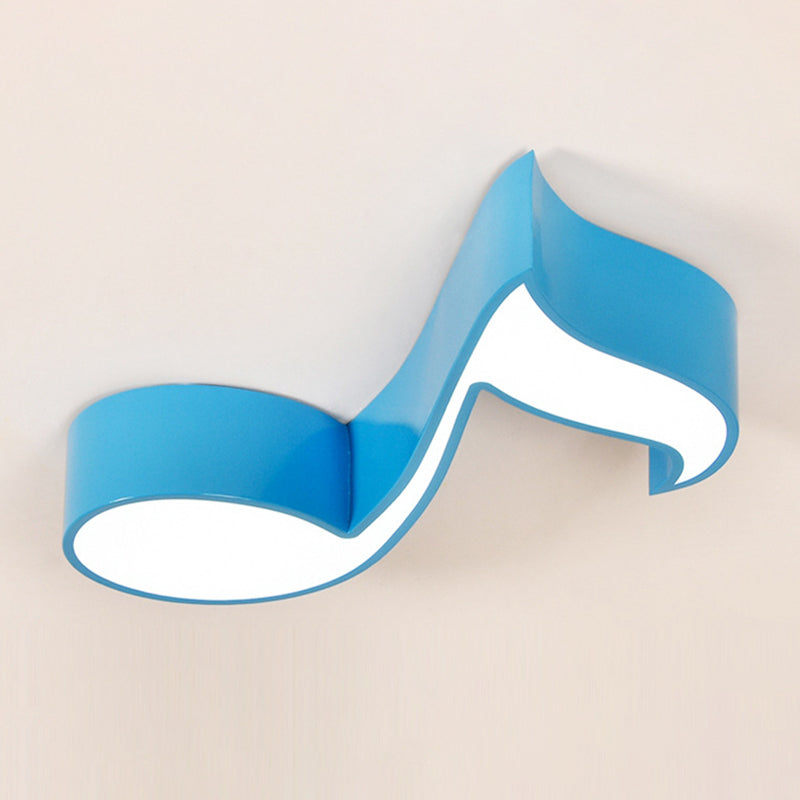 Musical Note Flush Light Minimalistic Metallic Child Room LED Flush Ceiling Light with Acrylic Shade Blue Clearhalo 'Ceiling Lights' 'Close To Ceiling Lights' 'Close to ceiling' 'Flush mount' Lighting' 2204408
