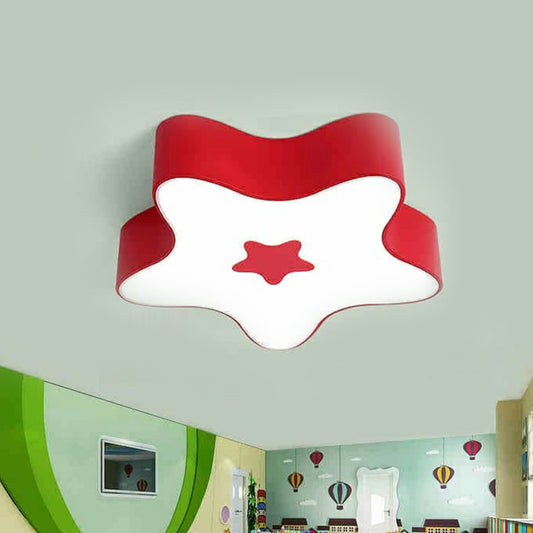 Star Shaped LED Flush Mount Childrens Metallic Kindergarten Flushmount Ceiling Light Red Clearhalo 'Ceiling Lights' 'Close To Ceiling Lights' 'Close to ceiling' 'Flush mount' Lighting' 2204410