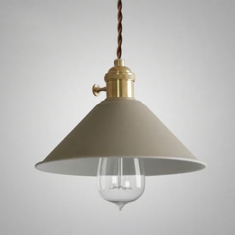 Conical Shade Metallic Hanging Lamp Vintage Single-Bulb Restaurant Lighting Pendant Khaki Clearhalo 'Art Deco Pendants' 'Cast Iron' 'Ceiling Lights' 'Ceramic' 'Crystal' 'Industrial Pendants' 'Industrial' 'Metal' 'Middle Century Pendants' 'Pendant Lights' 'Pendants' 'Tiffany' Lighting' 2204448