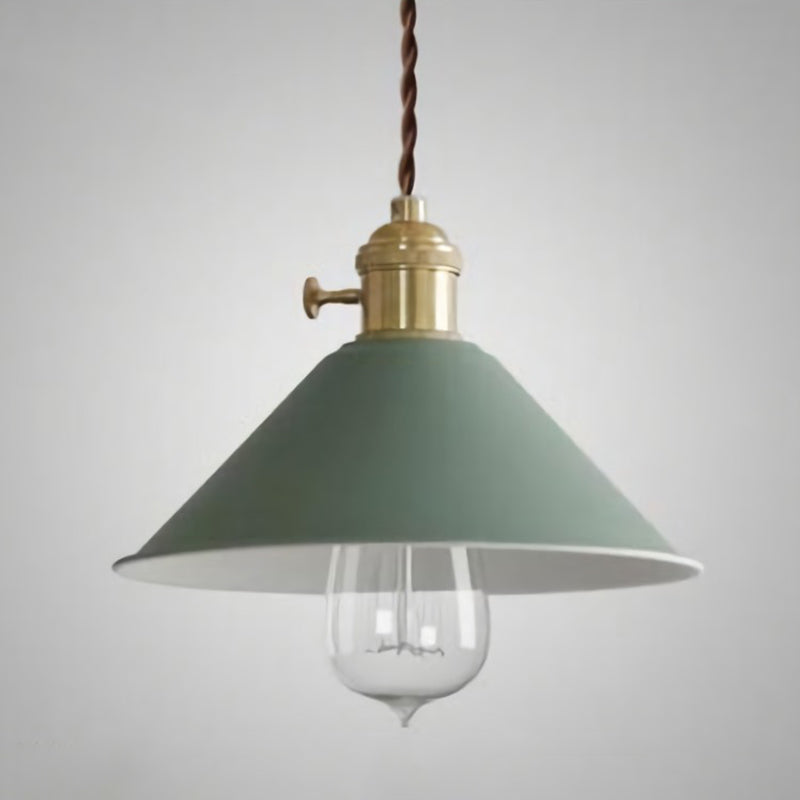 Conical Shade Metallic Hanging Lamp Vintage Single-Bulb Restaurant Lighting Pendant Green Clearhalo 'Art Deco Pendants' 'Cast Iron' 'Ceiling Lights' 'Ceramic' 'Crystal' 'Industrial Pendants' 'Industrial' 'Metal' 'Middle Century Pendants' 'Pendant Lights' 'Pendants' 'Tiffany' Lighting' 2204449