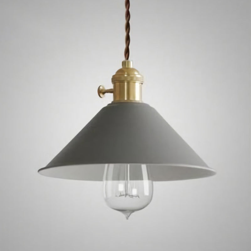 Conical Shade Metallic Hanging Lamp Vintage Single-Bulb Restaurant Lighting Pendant Grey Clearhalo 'Art Deco Pendants' 'Cast Iron' 'Ceiling Lights' 'Ceramic' 'Crystal' 'Industrial Pendants' 'Industrial' 'Metal' 'Middle Century Pendants' 'Pendant Lights' 'Pendants' 'Tiffany' Lighting' 2204450