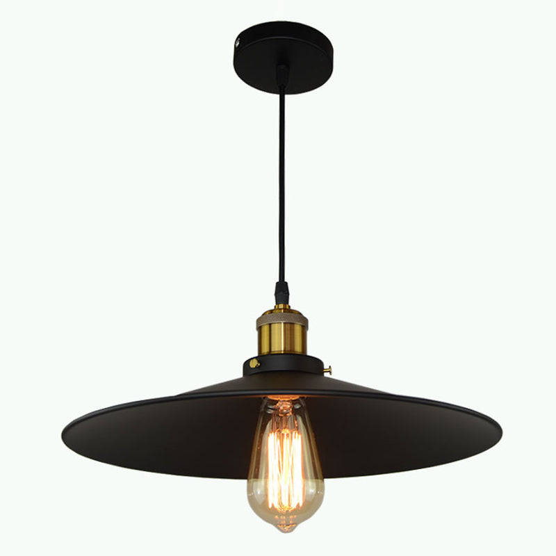 Black Flared Shade Hanging Light Simplicity Metallic 1��Bulb Restaurant Pendant Light Fixture Clearhalo 'Ceiling Lights' 'Industrial Pendants' 'Industrial' 'Middle Century Pendants' 'Pendant Lights' 'Pendants' 'Tiffany' Lighting' 2204470