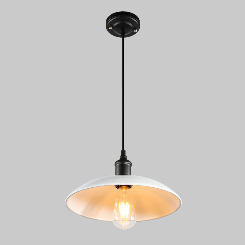 Metallic Pot Cover Suspension Lighting Retro Style 1 Head Restaurant Pendant Ceiling Light White Clearhalo 'Art Deco Pendants' 'Black' 'Cast Iron' 'Ceiling Lights' 'Ceramic' 'Crystal' 'Industrial' 'Metal' 'Pendant Lights' 'Rustic Pendants' 'Tiffany' Lighting' 2204503