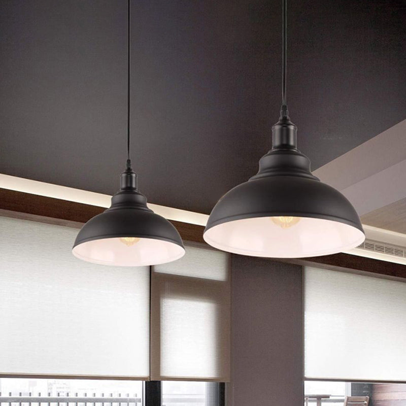 Black Outer & White Inner Pot Lid Ceiling Light Industrial Metallic 1��Bulb Restaurant Hanging Pendant Light Clearhalo 'Ceiling Lights' 'Industrial Pendants' 'Industrial' 'Middle Century Pendants' 'Pendant Lights' 'Pendants' 'Tiffany' Lighting' 2204505_6696e7da-dc66-4d90-9321-cb9c5f6f8030