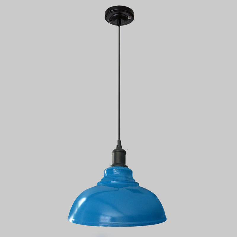 1-Light Pendant Light Antique Pot Lid Metal Hanging Light Fixture for Dining Room Blue Clearhalo 'Art Deco Pendants' 'Cast Iron' 'Ceiling Lights' 'Ceramic' 'Crystal' 'Industrial Pendants' 'Industrial' 'Metal' 'Middle Century Pendants' 'Pendant Lights' 'Pendants' 'Tiffany' Lighting' 2204527