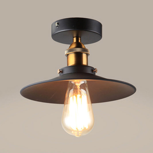 Umbrella Semi Flush Mount Simplicity Single Dining Room Flushmount Ceiling Light in Black Clearhalo 'Ceiling Lights' 'Close To Ceiling Lights' 'Close to ceiling' 'Flush mount' 'Industrial Flush Mount' Lighting' 2204591