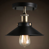 Black Flared Shade Semi Flush Light Industrial 1 Bulb Corridor Ceiling Flush Mount Clearhalo 'Ceiling Lights' 'Close To Ceiling Lights' 'Lighting' 2204610