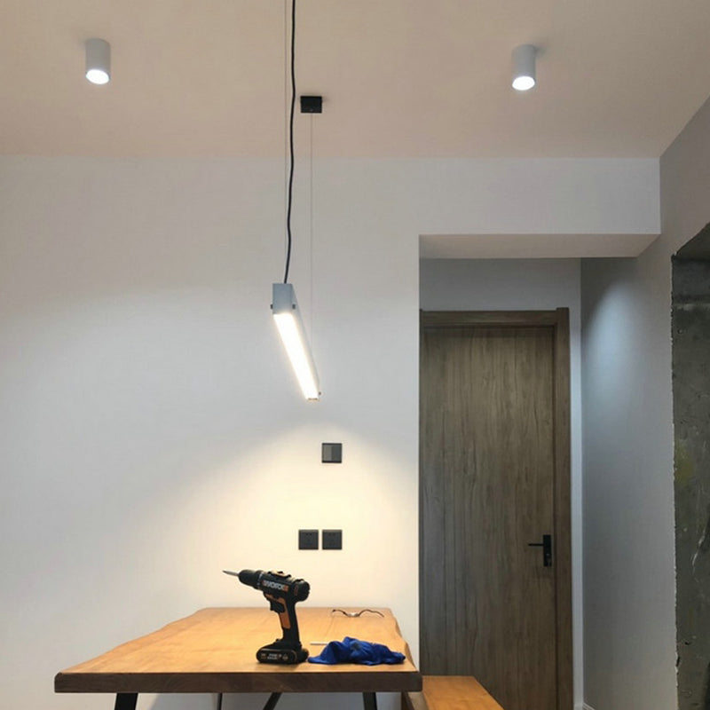 Rectangular Linear Dining Room LED Pendant Light Cement Simplicity Hanging Island Light in Grey Grey Clearhalo 'Ceiling Lights' 'Island Lights' Lighting' 2204682