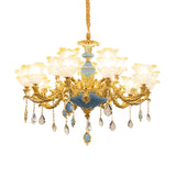 Traditional Ruffled Floral Ceiling Lighting Textured Glass Chandelier Light Fixture with Crystal Accent Clearhalo 'Ceiling Lights' 'Chandeliers' Lighting' options 2204921