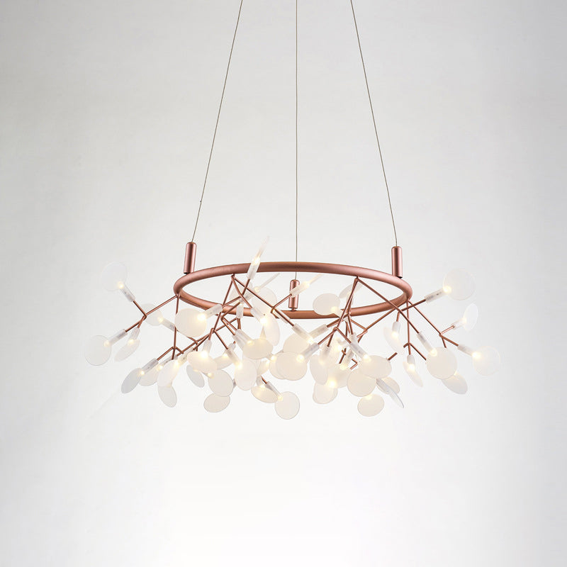 Firefly Bedroom LED Ceiling Lighting Acrylic Postmodern Chandelier Light Fixture in Rose Gold 54 Rose Gold Clearhalo 'Ceiling Lights' 'Chandeliers' 'Modern Chandeliers' 'Modern' Lighting' 2205048