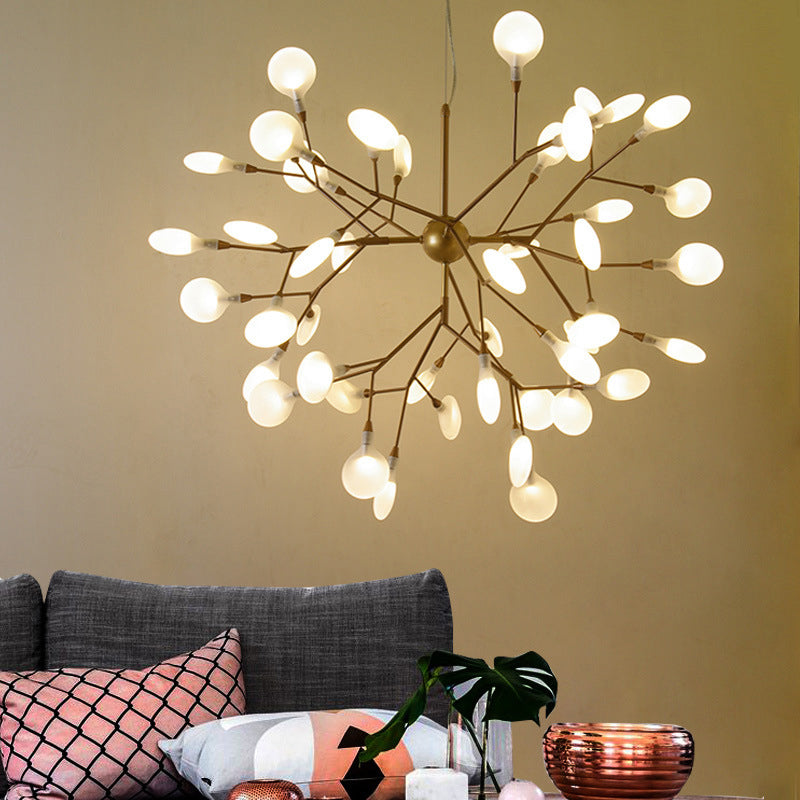 Firefly Shade Chandelier Pendant Light Nordic Living Room LED Hanging Light in Gold Clearhalo 'Ceiling Lights' 'Chandeliers' 'Modern Chandeliers' 'Modern' Lighting' 2205054