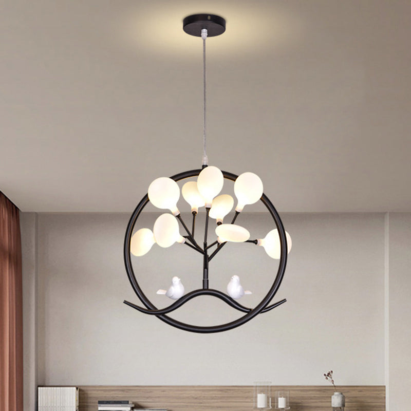 Artistic Tree LED Suspension Light Metallic Dining Room Chandelier Light with Firefly Shade in Gold Black Clearhalo 'Ceiling Lights' 'Chandeliers' 'Modern Chandeliers' 'Modern' Lighting' 2205057