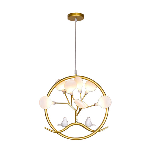 Artistic Tree LED Suspension Light Metallic Dining Room Chandelier Light with Firefly Shade in Gold Clearhalo 'Ceiling Lights' 'Chandeliers' 'Modern Chandeliers' 'Modern' Lighting' 2205060