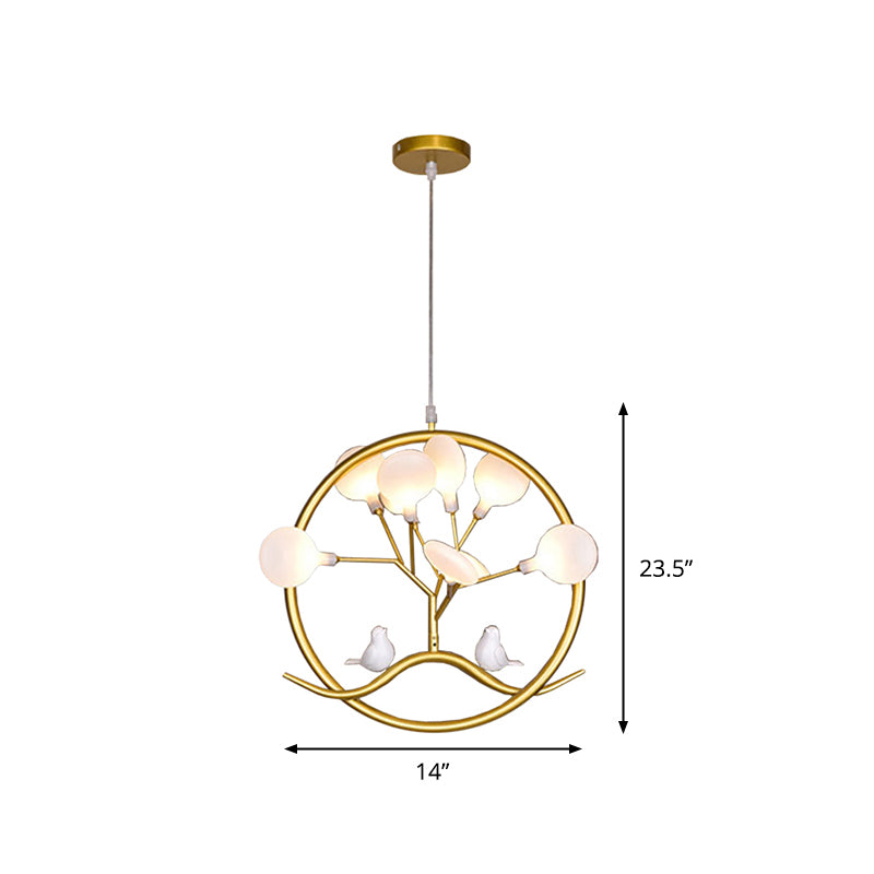 Artistic Tree LED Suspension Light Metallic Dining Room Chandelier Light with Firefly Shade in Gold Clearhalo 'Ceiling Lights' 'Chandeliers' 'Modern Chandeliers' 'Modern' Lighting' 2205061