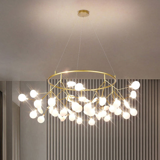 Sputnik Firefly Dining Room LED Ceiling Lighting Acrylic Post-Modern Chandelier Light Fixture in Gold 45 Gold Clearhalo 'Ceiling Lights' 'Chandeliers' 'Modern Chandeliers' 'Modern' Lighting' 2205075