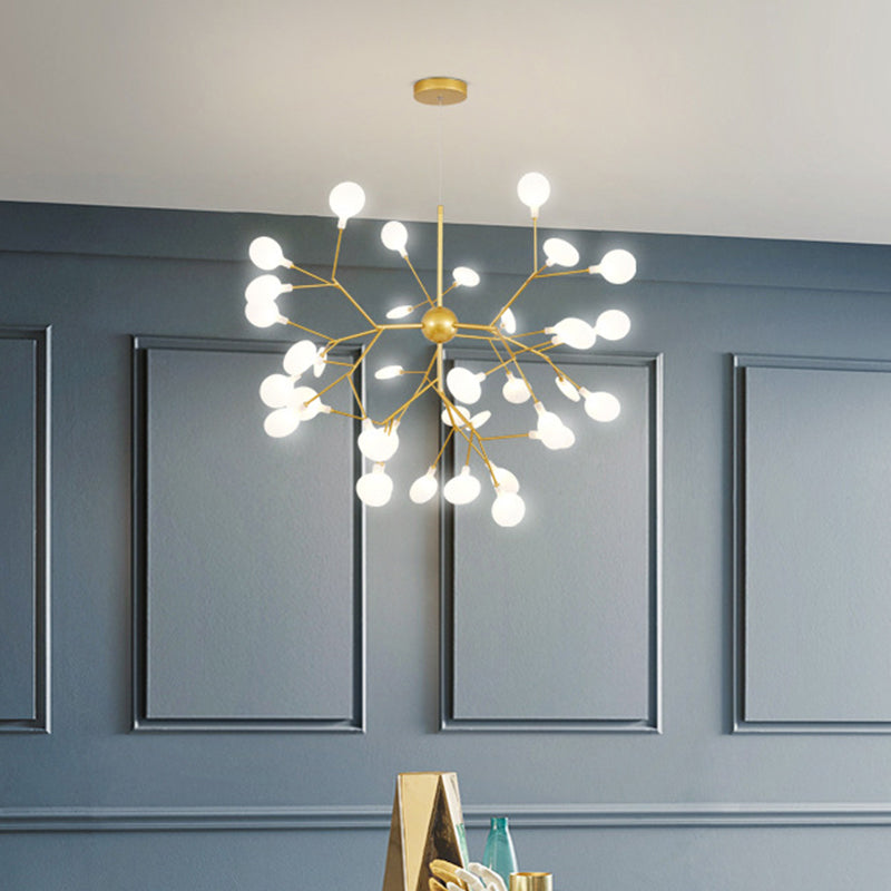Sputnik Firefly Dining Room LED Ceiling Lighting Acrylic Post-Modern Chandelier Light Fixture in Gold 27 Gold Clearhalo 'Ceiling Lights' 'Chandeliers' 'Modern Chandeliers' 'Modern' Lighting' 2205078
