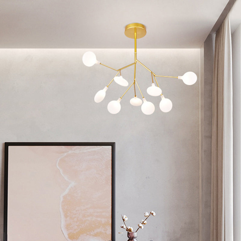 Sputnik Firefly Dining Room LED Ceiling Lighting Acrylic Post-Modern Chandelier Light Fixture in Gold 9 Gold Clearhalo 'Ceiling Lights' 'Chandeliers' 'Modern Chandeliers' 'Modern' Lighting' 2205079