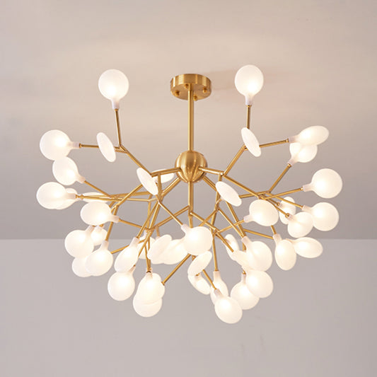 Branched Firefly Acrylic Chandelier Pendant Light Nordic Gold LED Hanging Light for Bedroom 45 Gold Clearhalo 'Ceiling Lights' 'Chandeliers' 'Modern Chandeliers' 'Modern' Lighting' 2205080