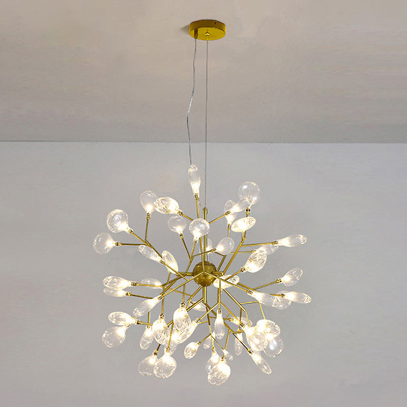 Metallic Branch Chandelier Light Simplicity Gold LED Pendant Light Fixture for Living Room 45 Gold Clearhalo 'Ceiling Lights' 'Chandeliers' 'Glass shade' 'Glass' 'Modern Chandeliers' 'Modern' Lighting' 2205086