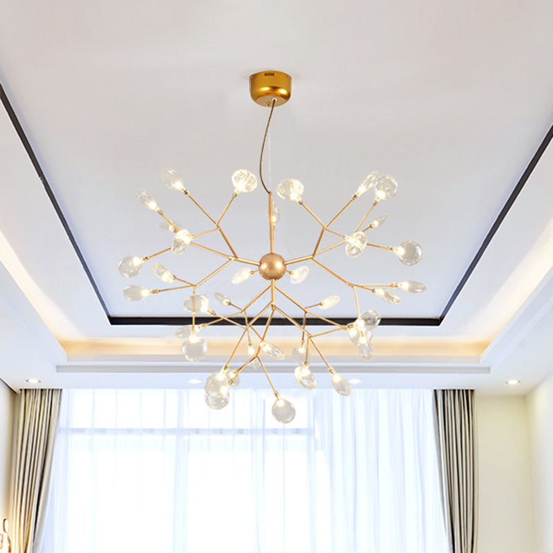 Metallic Branch Chandelier Light Simplicity Gold LED Pendant Light Fixture for Living Room Clearhalo 'Ceiling Lights' 'Chandeliers' 'Glass shade' 'Glass' 'Modern Chandeliers' 'Modern' Lighting' 2205089