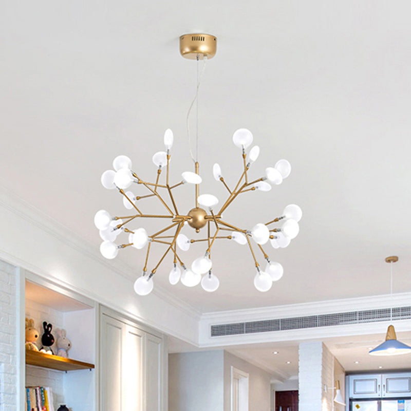 Metallic Branch Chandelier Light Simplicity Gold LED Pendant Light Fixture for Living Room Clearhalo 'Ceiling Lights' 'Chandeliers' 'Glass shade' 'Glass' 'Modern Chandeliers' 'Modern' Lighting' 2205090