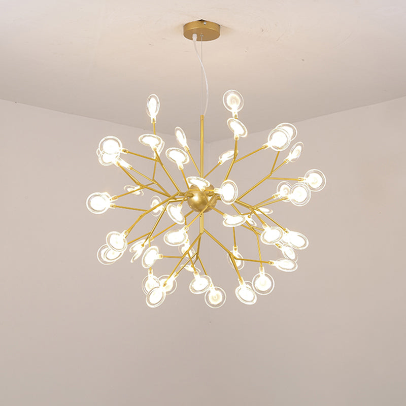 Sputnik Firefly LED Suspension Light Minimalist Acrylic Bedroom Chandelier Lighting 54 Gold Clearhalo 'Ceiling Lights' 'Chandeliers' 'Modern Chandeliers' 'Modern' Lighting' 2205092