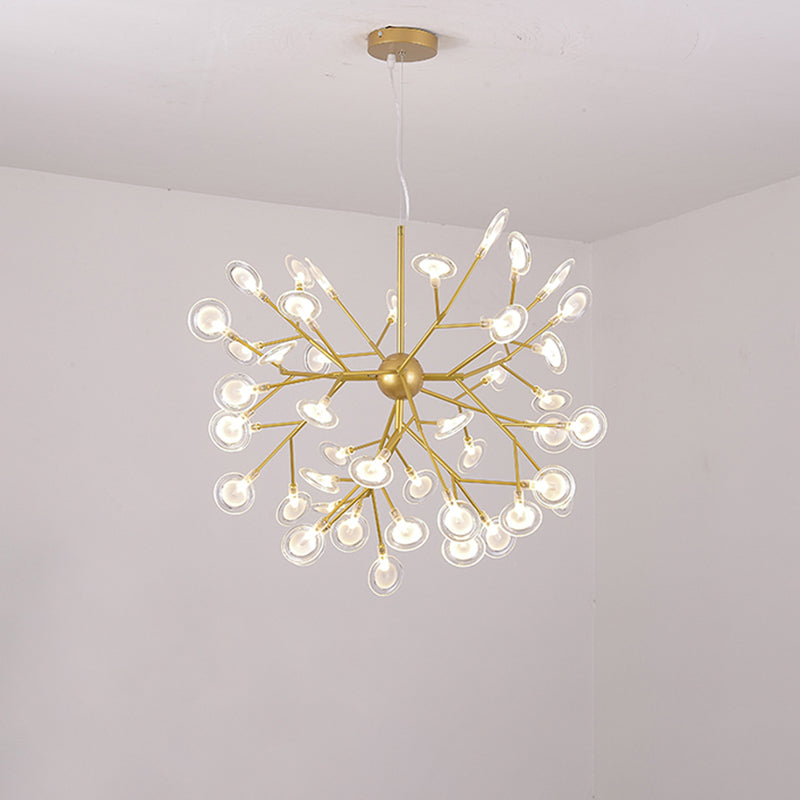 Sputnik Firefly LED Suspension Light Minimalist Acrylic Bedroom Chandelier Lighting 45 Gold Clearhalo 'Ceiling Lights' 'Chandeliers' 'Modern Chandeliers' 'Modern' Lighting' 2205095