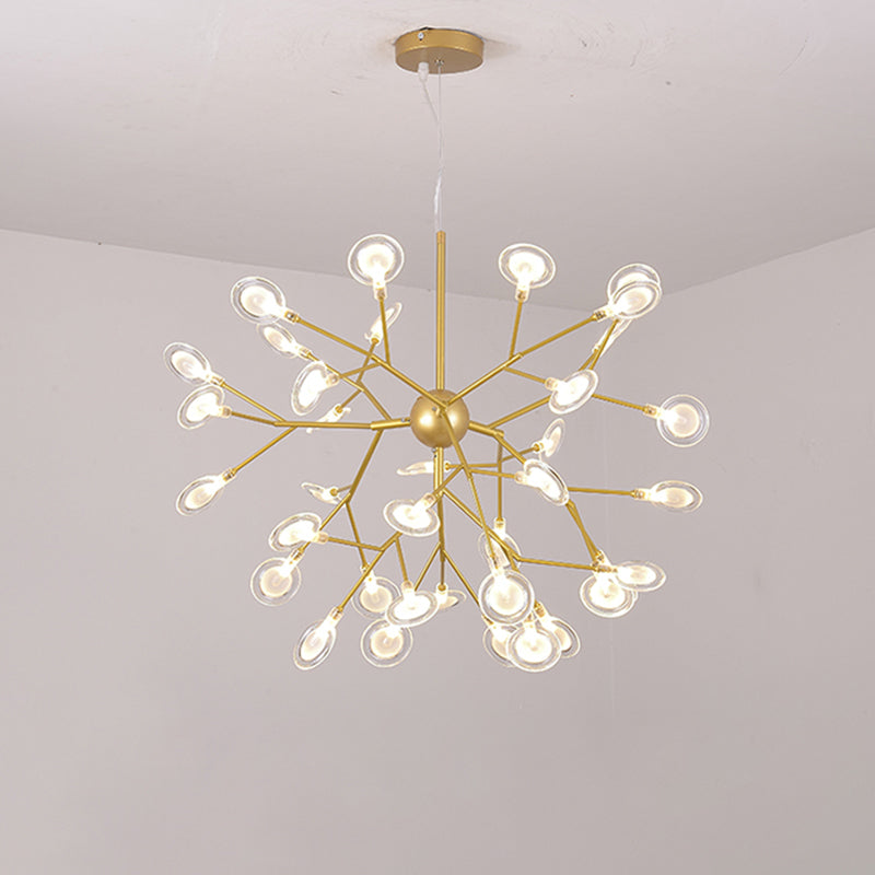 Sputnik Firefly LED Suspension Light Minimalist Acrylic Bedroom Chandelier Lighting 36 Gold Clearhalo 'Ceiling Lights' 'Chandeliers' 'Modern Chandeliers' 'Modern' Lighting' 2205096