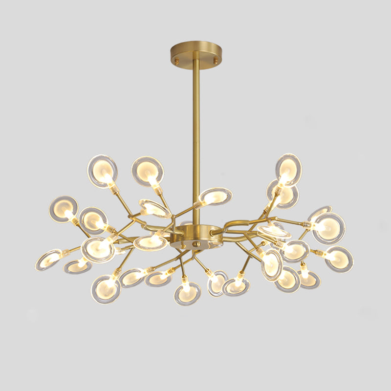 Tree Branch LED Ceiling Lighting Postmodern Metallic Living Room Chandelier Light Fixture 30 Brass A Clearhalo 'Ceiling Lights' 'Chandeliers' 'Glass shade' 'Glass' 'Modern Chandeliers' 'Modern' Lighting' 2205160