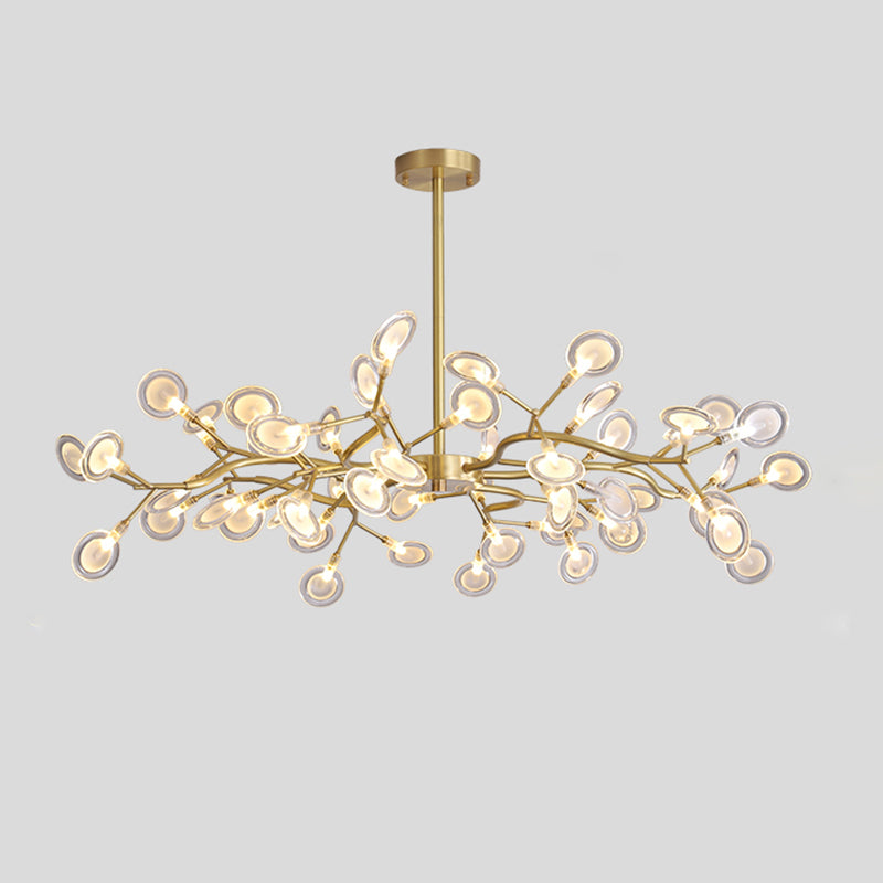 Tree Branch LED Ceiling Lighting Postmodern Metallic Living Room Chandelier Light Fixture 54 Brass A Clearhalo 'Ceiling Lights' 'Chandeliers' 'Glass shade' 'Glass' 'Modern Chandeliers' 'Modern' Lighting' 2205162