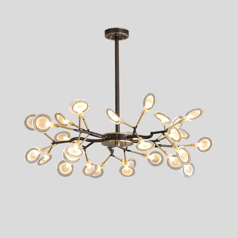 Tree Branch LED Ceiling Lighting Postmodern Metallic Living Room Chandelier Light Fixture 30 Black A Clearhalo 'Ceiling Lights' 'Chandeliers' 'Glass shade' 'Glass' 'Modern Chandeliers' 'Modern' Lighting' 2205172