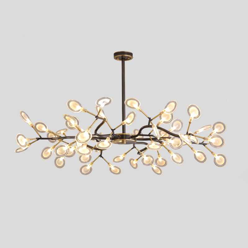 Tree Branch LED Ceiling Lighting Postmodern Metallic Living Room Chandelier Light Fixture 54 Black A Clearhalo 'Ceiling Lights' 'Chandeliers' 'Glass shade' 'Glass' 'Modern Chandeliers' 'Modern' Lighting' 2205174