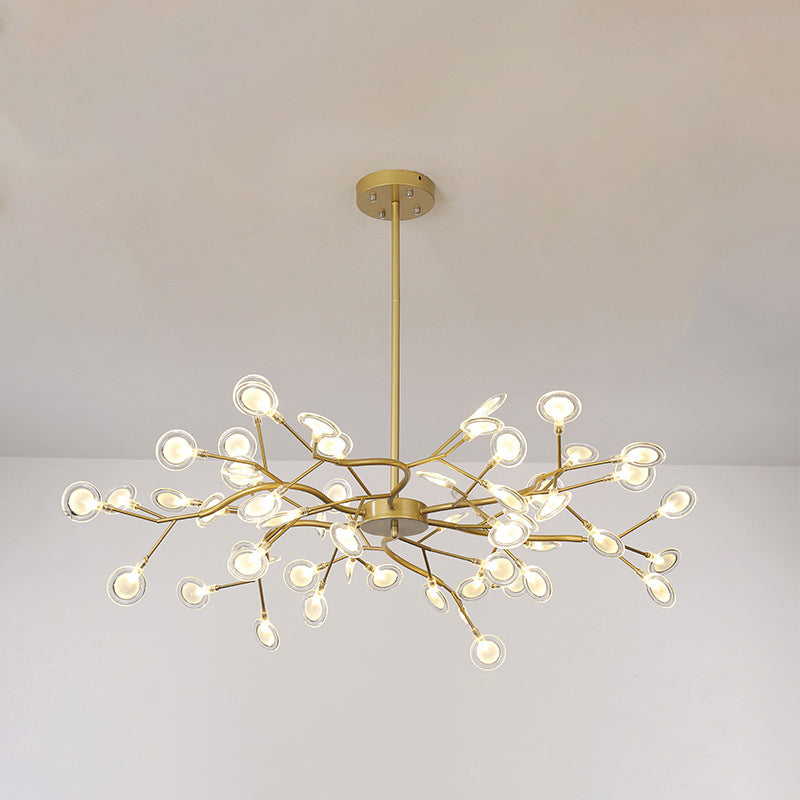 Simplistic Firefly Chandelier Pendant Light Acrylic Living Room LED Hanging Light 54 Gold Clearhalo 'Ceiling Lights' 'Chandeliers' 'Modern Chandeliers' 'Modern' Lighting' 2205179