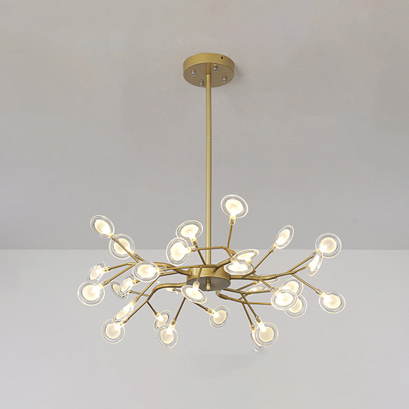 Simplistic Firefly Chandelier Pendant Light Acrylic Living Room LED Hanging Light 30 Gold Clearhalo 'Ceiling Lights' 'Chandeliers' 'Modern Chandeliers' 'Modern' Lighting' 2205182