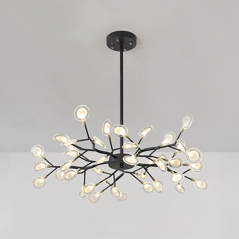 Simplistic Firefly Chandelier Pendant Light Acrylic Living Room LED Hanging Light 45 Black Clearhalo 'Ceiling Lights' 'Chandeliers' 'Modern Chandeliers' 'Modern' Lighting' 2205184