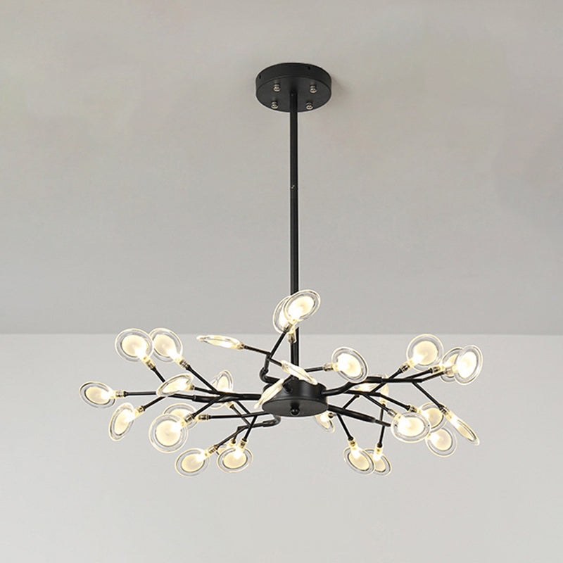 Simplistic Firefly Chandelier Pendant Light Acrylic Living Room LED Hanging Light 36 Black Clearhalo 'Ceiling Lights' 'Chandeliers' 'Modern Chandeliers' 'Modern' Lighting' 2205185