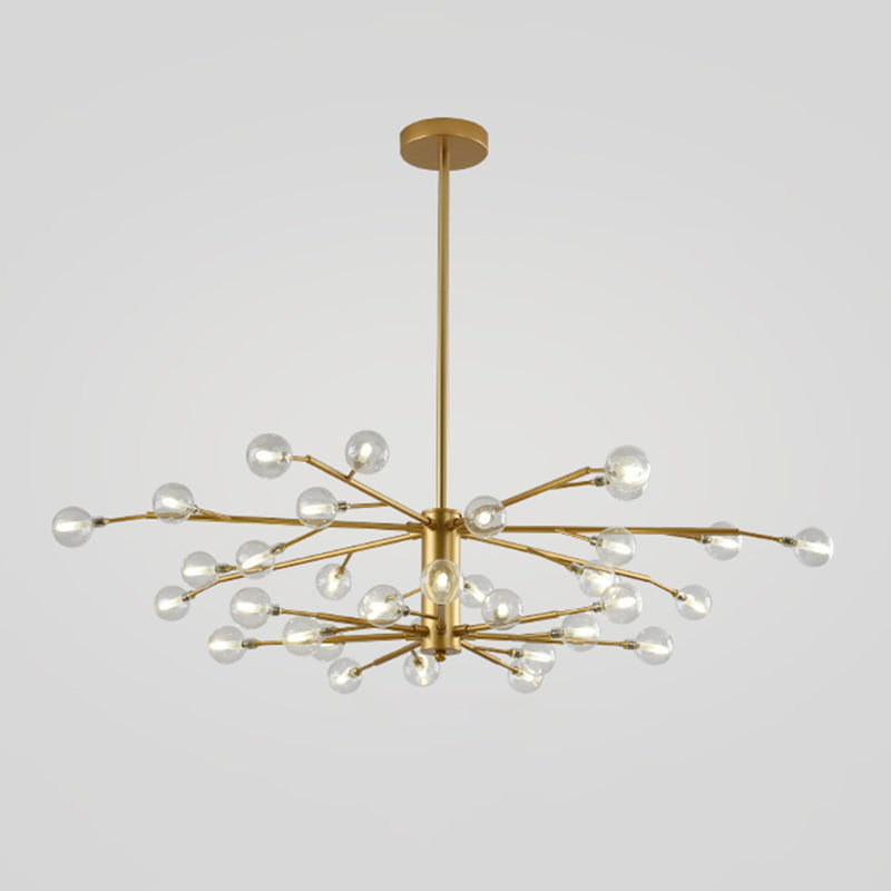 Branch Shaped Living Room LED Suspension Light Metallic Nordic Style Chandelier Light 35 Gold A Clearhalo 'Ceiling Lights' 'Chandeliers' 'Glass shade' 'Glass' 'Modern Chandeliers' 'Modern' 'Pendant Lights' Lighting' 2205216