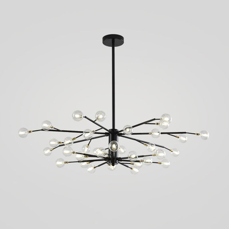 Branch Shaped Living Room LED Suspension Light Metallic Nordic Style Chandelier Light 35 Black A Clearhalo 'Ceiling Lights' 'Chandeliers' 'Glass shade' 'Glass' 'Modern Chandeliers' 'Modern' 'Pendant Lights' Lighting' 2205222
