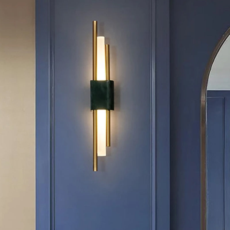 Stick Wall Sconce Light Simplistic Acrylic Green LED Wall Mount Light with Marble Decor Clearhalo 'Modern wall lights' 'Modern' 'Wall Lamps & Sconces' 'Wall Lights' Lighting' 2205274