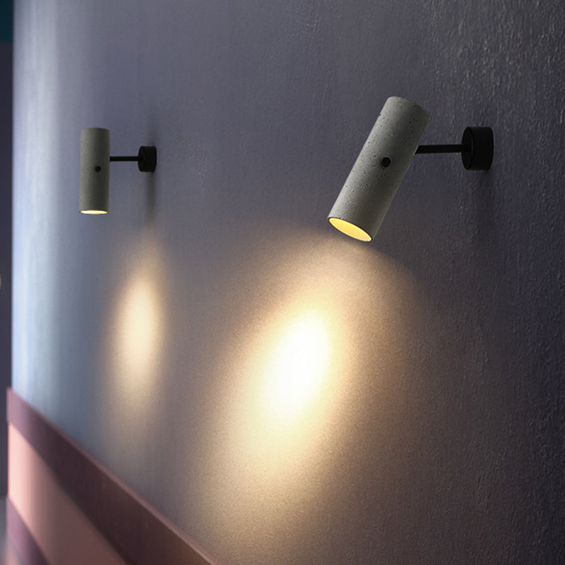 Cylindrical Shade Cement Wall Spotlight Minimalistic Grey LED Wall Lighting Fixture Clearhalo 'Modern wall lights' 'Modern' 'Wall Lamps & Sconces' 'Wall Lights' Lighting' 2205280