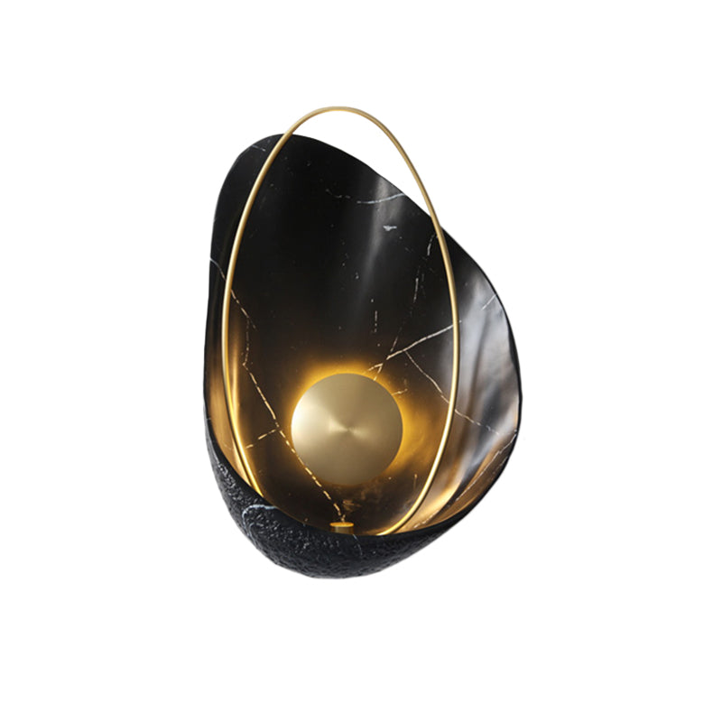 Shell Shaped Living Room LED Wall Lighting Resin Artistic Sconce Light with Metallic Ellipse Clearhalo 'Cast Iron' 'Glass' 'Industrial' 'Modern wall lights' 'Modern' 'Tiffany' 'Traditional wall lights' 'Wall Lamps & Sconces' 'Wall Lights' Lighting' 2205287