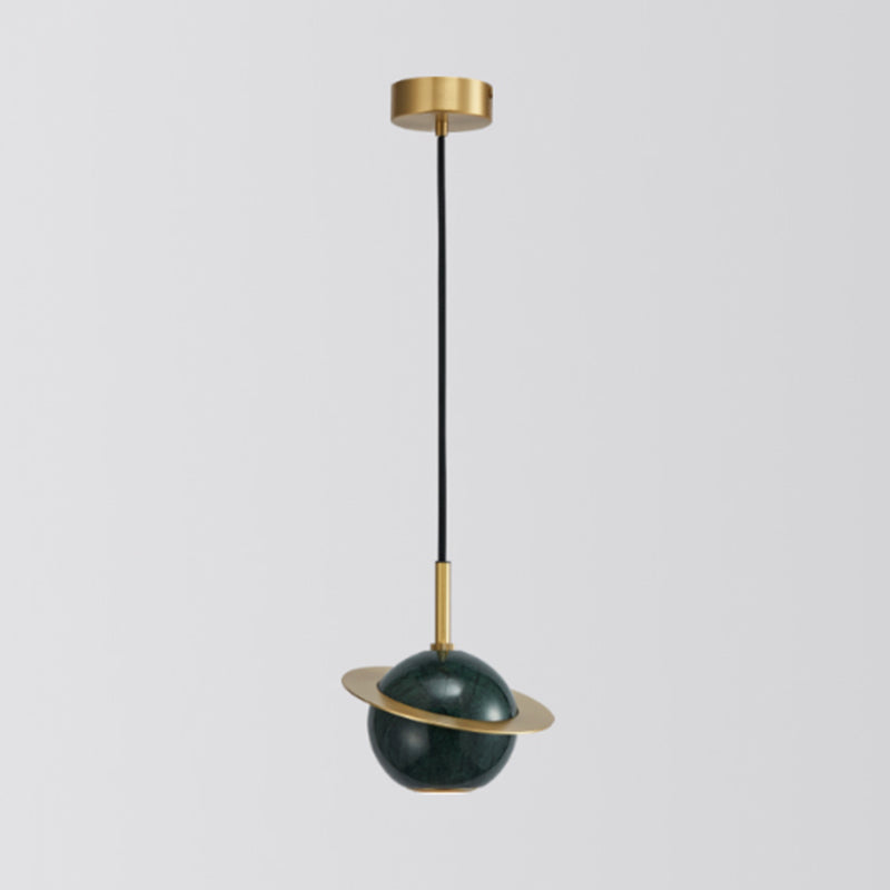 Shaded Dining Room Suspension Lighting Marble 1 Head Minimalistic Pendant Ceiling Light Green Planet Clearhalo 'Ceiling Lights' 'Lighting' 'Pendant Lights' 2205337_c1301f26-9602-432b-b85b-844bf86afb0c