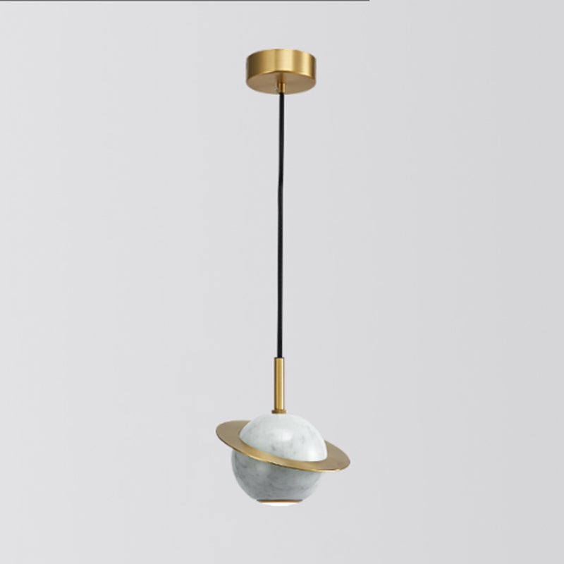 Shaded Dining Room Suspension Lighting Marble 1 Head Minimalistic Pendant Ceiling Light White Planet Clearhalo 'Ceiling Lights' 'Lighting' 'Pendant Lights' 2205338_8a336e9b-5604-443e-8989-227d097fd5fe