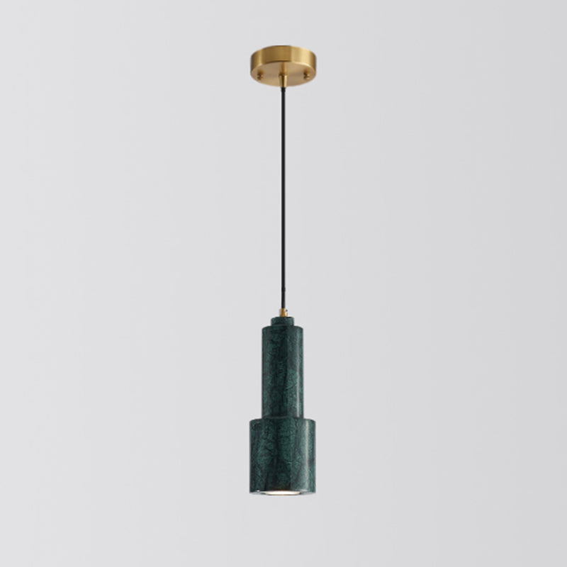 Shaded Dining Room Suspension Lighting Marble 1��Head Minimalistic Pendant Ceiling Light Green Long Column Clearhalo 'Ceiling Lights' 'Modern Pendants' 'Modern' 'Pendant Lights' 'Pendants' Lighting' 2205347