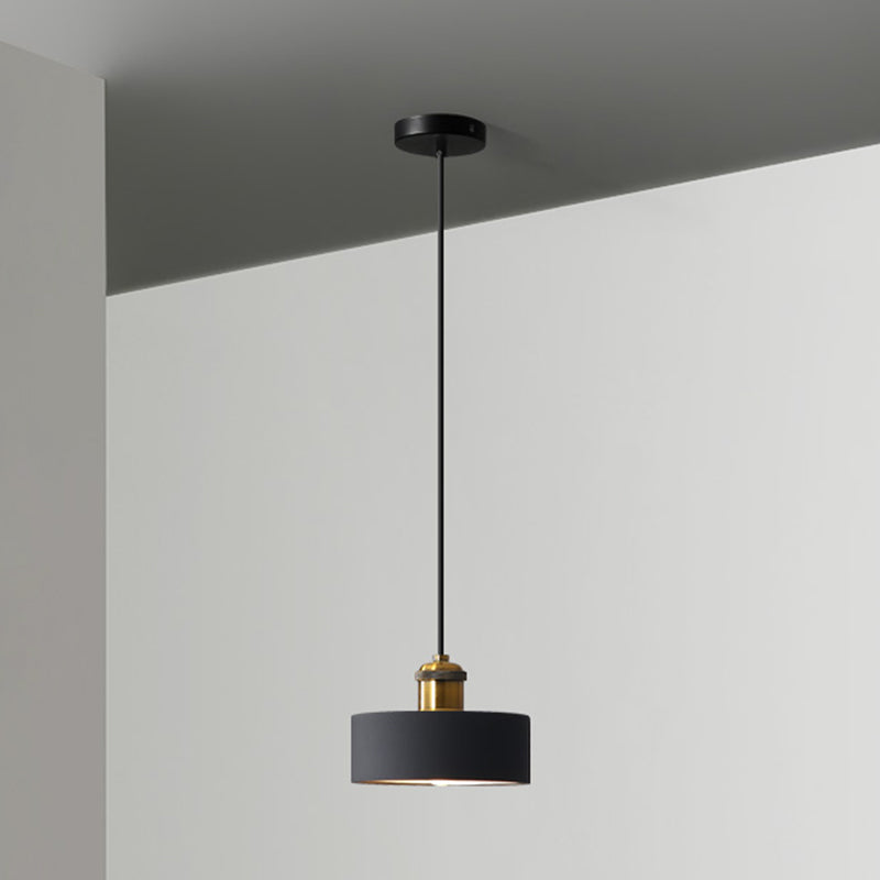 Simple Geometric Shade Pendant Light Resin-Cement Single Dining Room Suspension Light Fixture Black Drum Clearhalo 'Ceiling Lights' 'Modern Pendants' 'Modern' 'Pendant Lights' 'Pendants' Lighting' 2205359